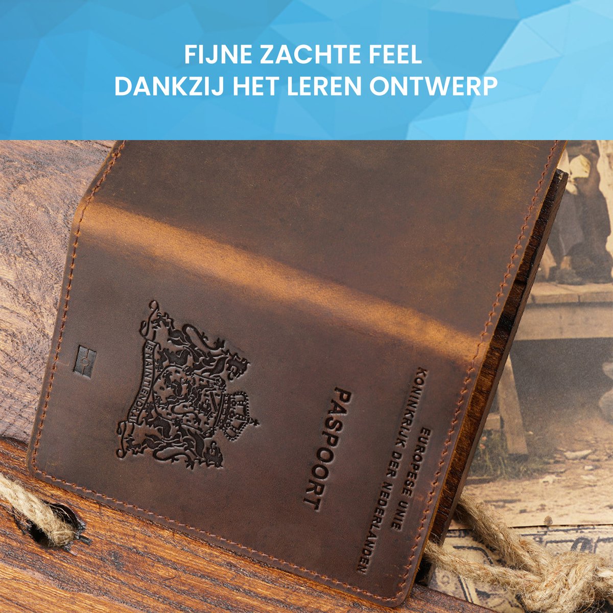 YONO Paspoort Hoesje Nederland Leer - Houder Cover Mapje - Bruin