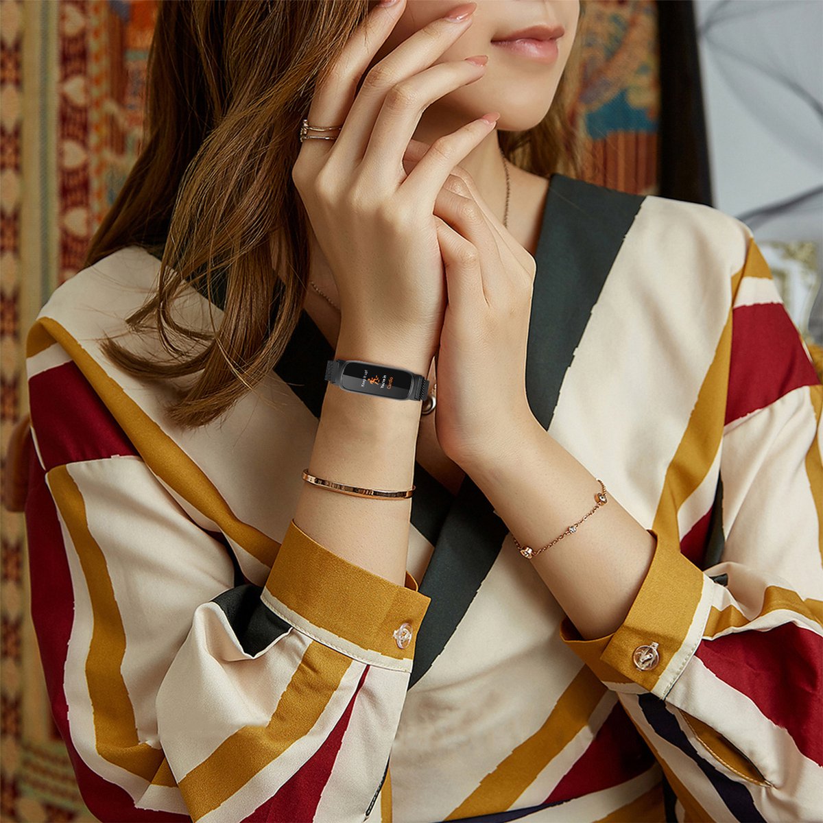 YONO Milanees Bandje geschikt voor Fitbit Inspire 3 - Stalen Milanese Band - Horlogeband / Polsband / Armband - Zwart