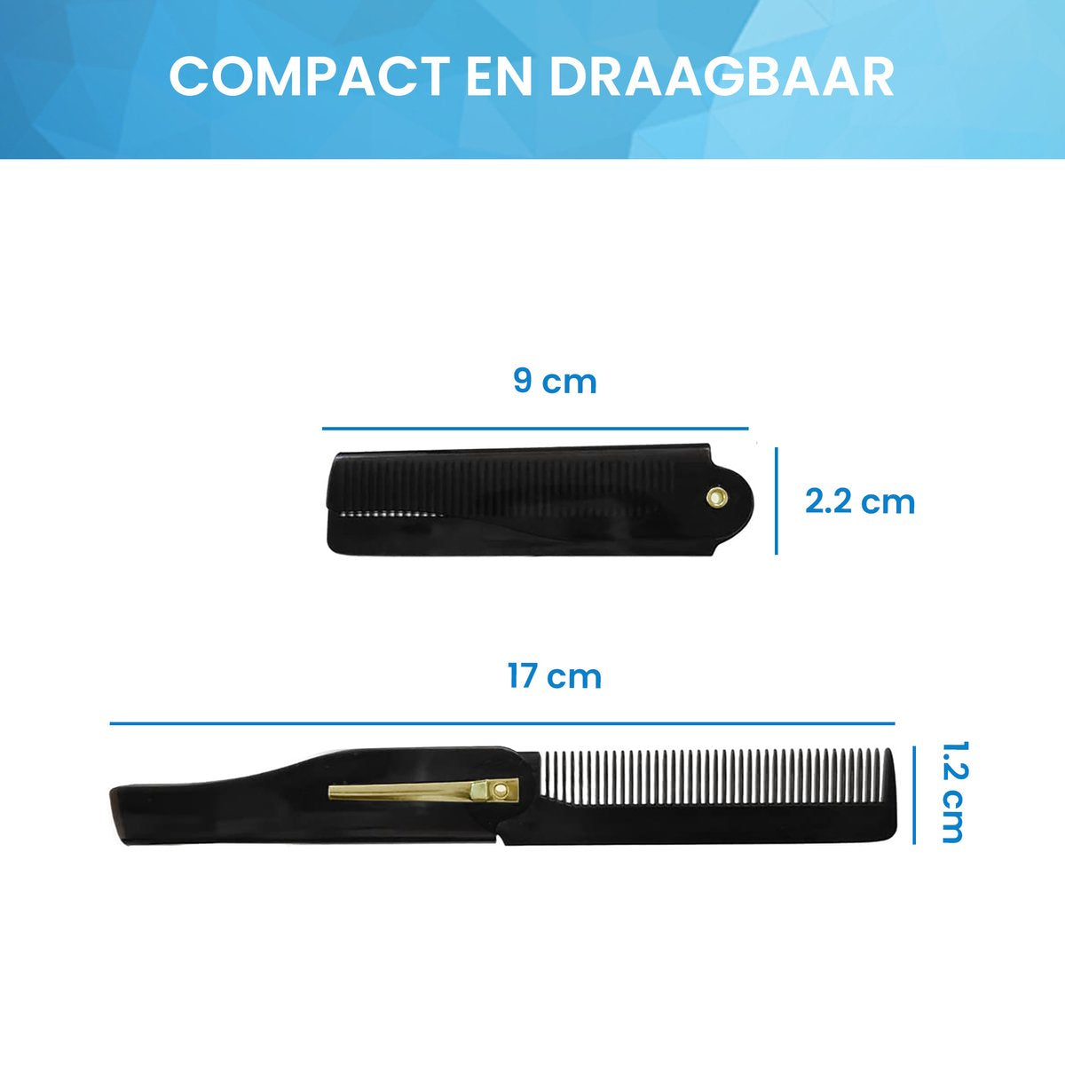 YONO Haar Kam Heren - Opvouwbare Pocket Zakkam - Vlinderkam - Zwart