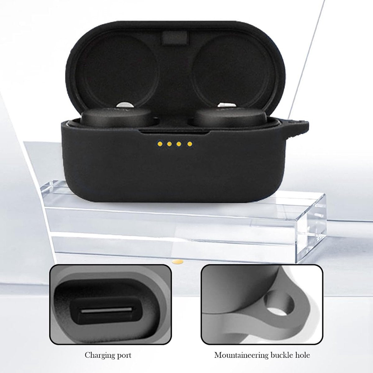 YONO Soft Case geschikt voor Denon PerL Pro / PerL Earbuds - Siliconen Hoesje - Zwart