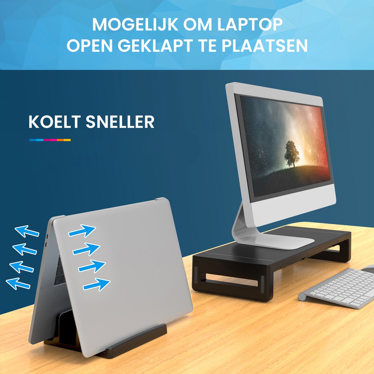 YONO ABS Laptop Standaard Verticaal XL – Verticale Houder voor Bureau / Tablet / Telefoon / Macbook - Zwart