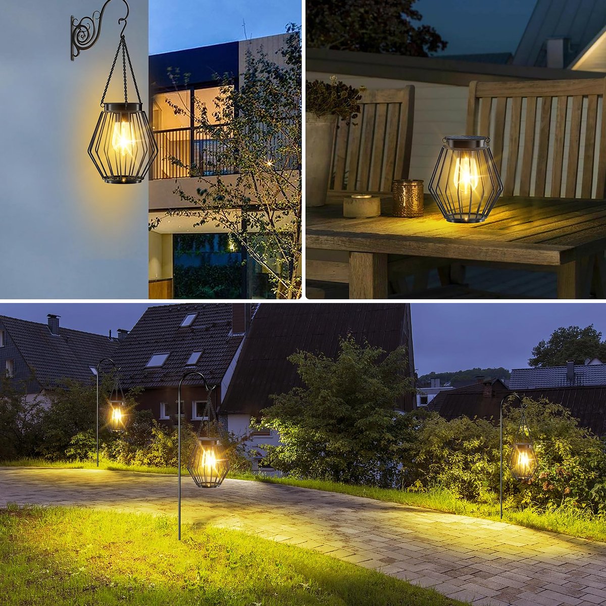 YONO Solar Lantaarn voor Buiten - Tuinverlichting op Zonne Energie - Tuin Lamp Lantaarn Hangend - Warm Wit - 1 Stuk