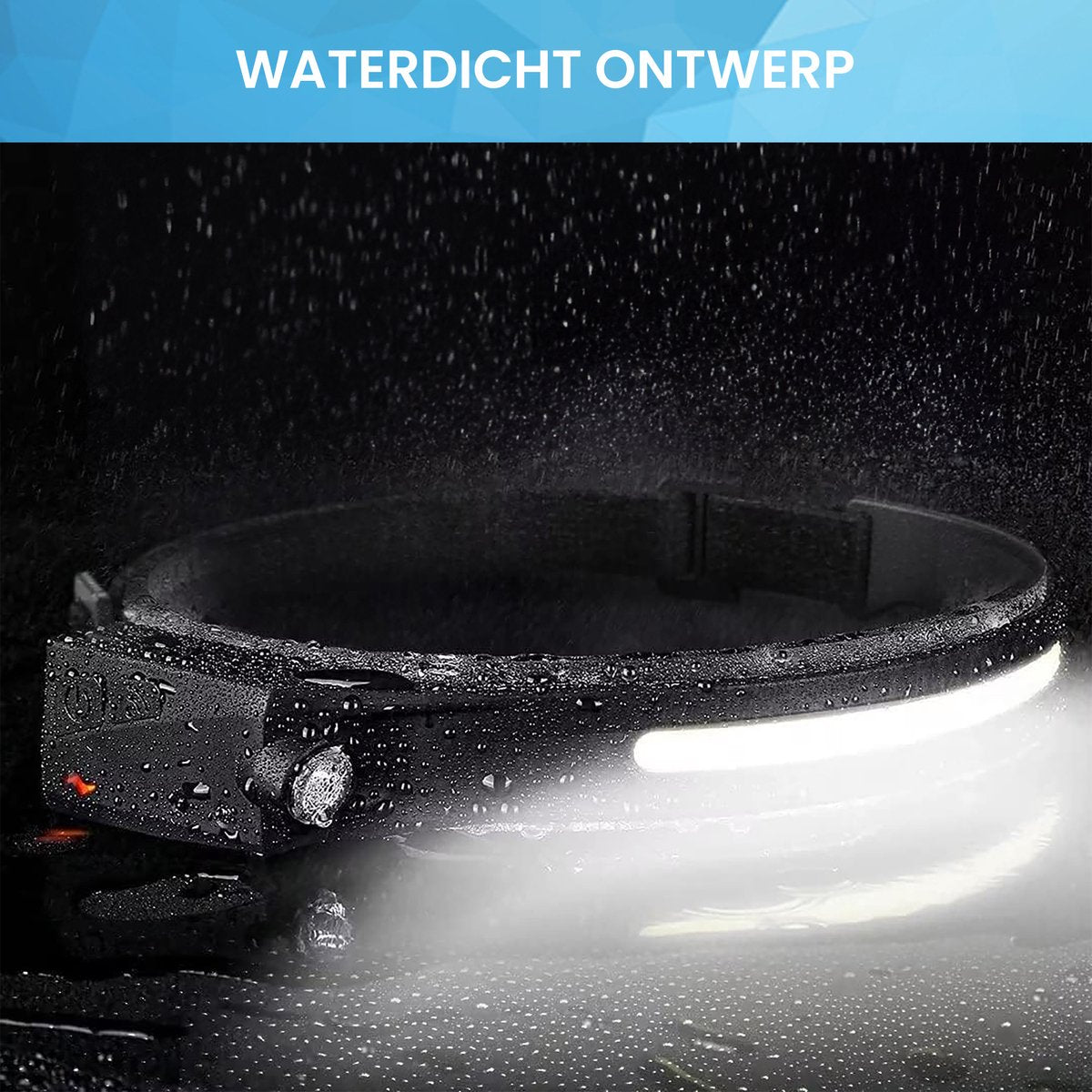 YONO Hoofdlamp LED Oplaadbaar - Waterdicht met Bewegingssensor - Zwart - 2 Stuks