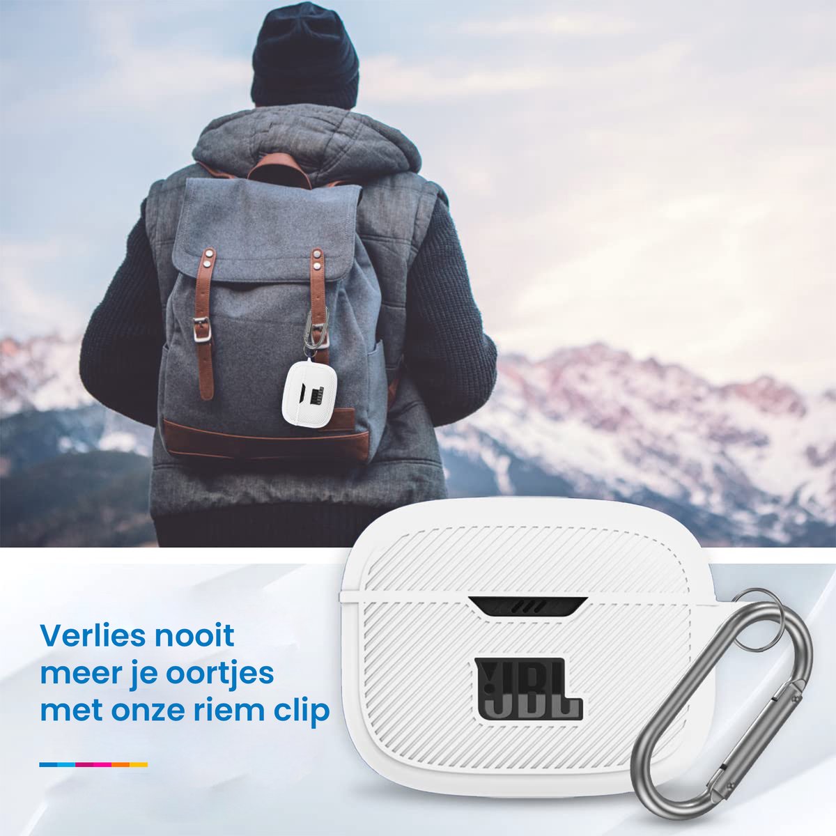 YONO Soft Case geschikt voor JBL Tune 230 NC TWS / T230NC - Hoesje met Clip - Wit