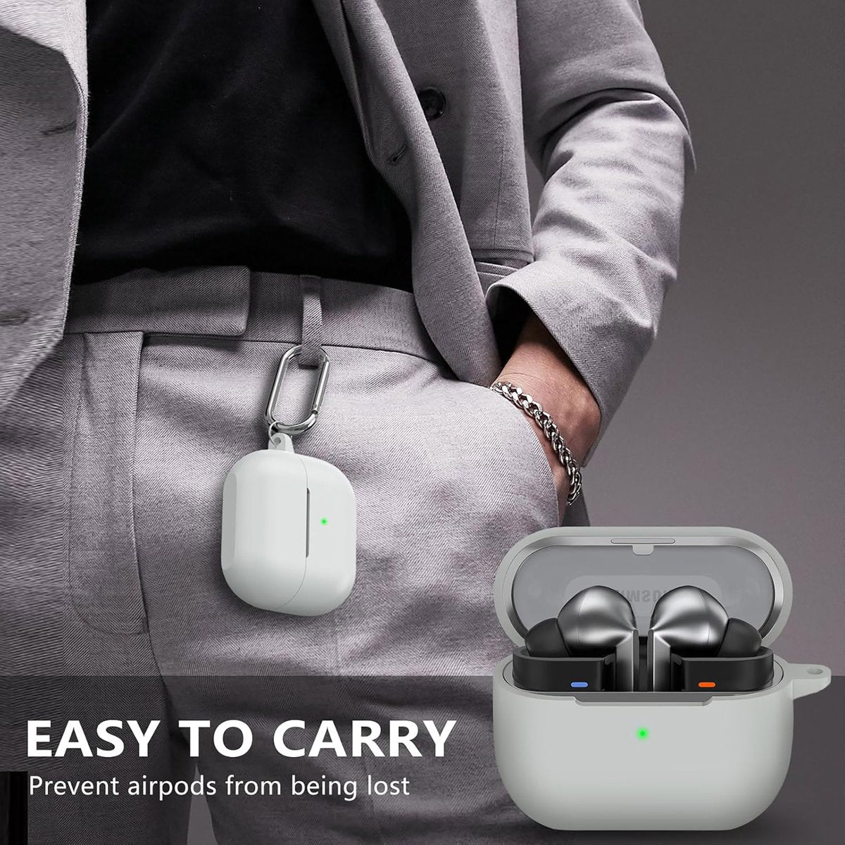 YONO Soft Case geschikt voor Samsung Galaxy Buds 3 / 3 Pro - Siliconen Hoesje - Grijs