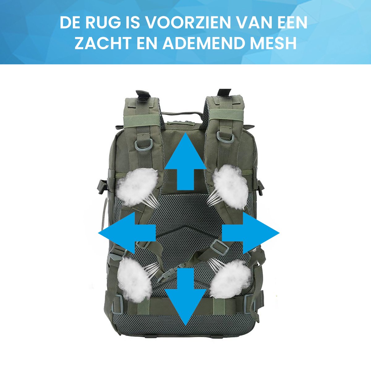 YONO Tactical Backpack Militaire Rugzak - Tactische Wandelrugzak Leger - 45L - Donkergroen