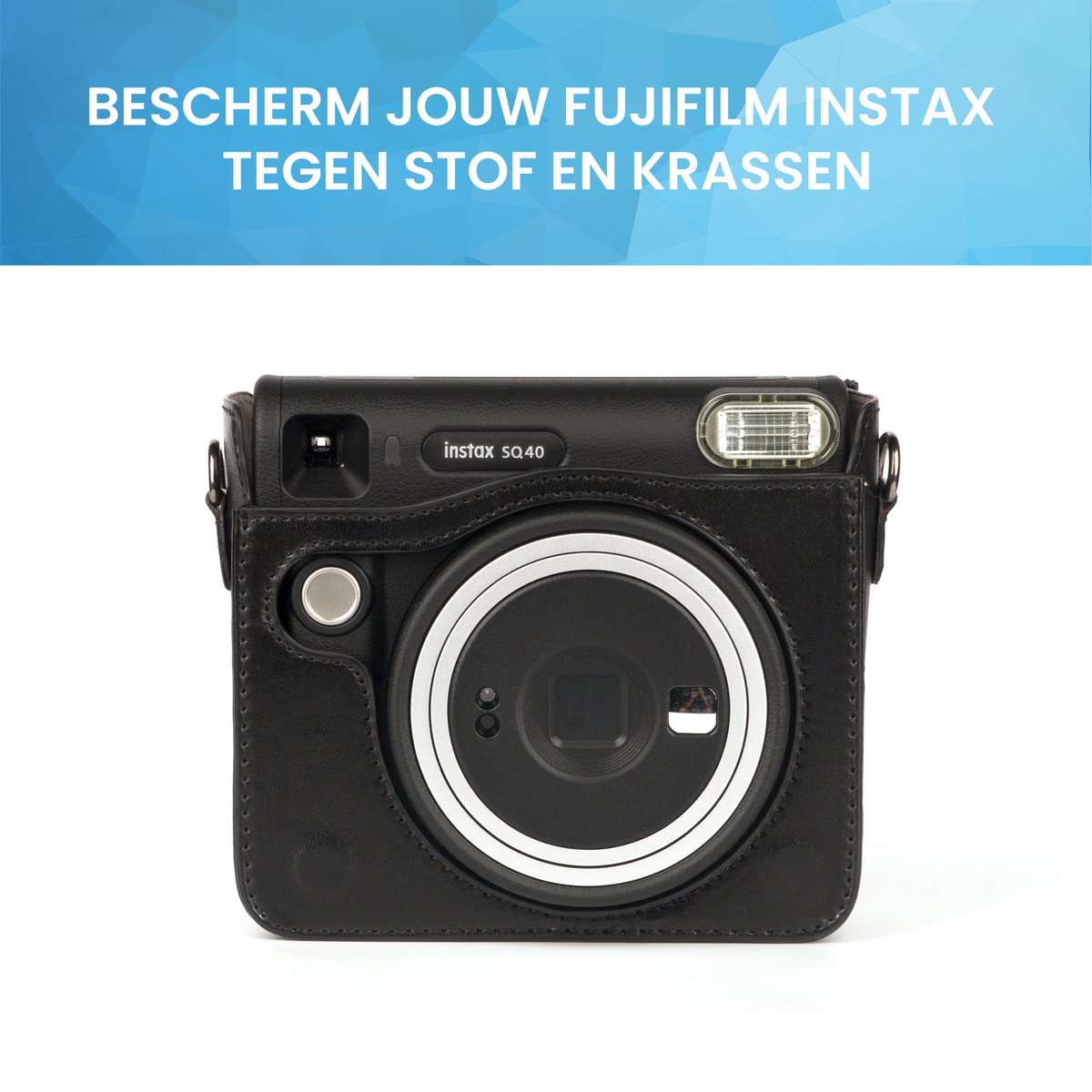 YONO Case geschikt voor Fujifilm Instax SQUARE SQ40 - Hoesje met Draagriem - Zwart