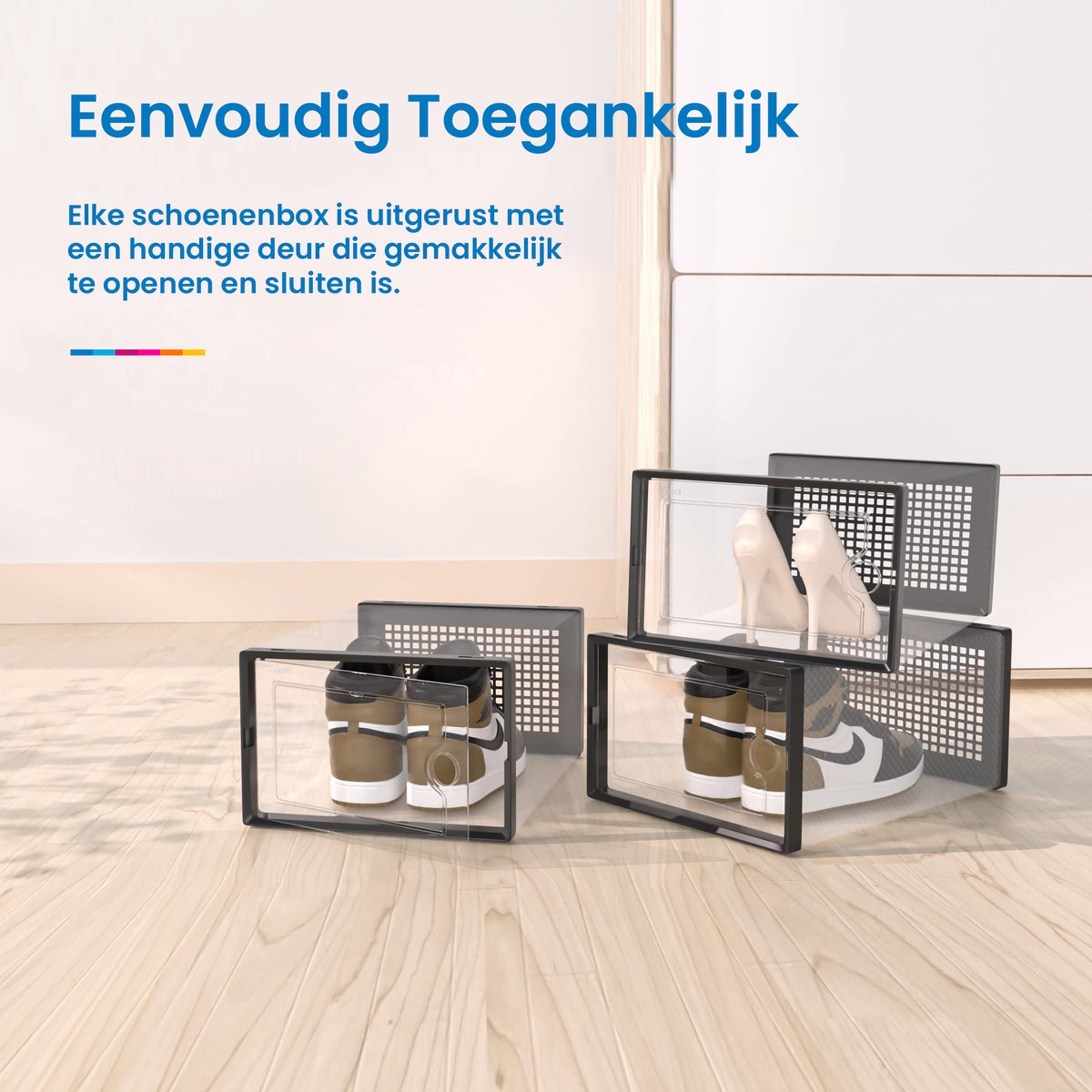 YONO Sneakerbox Set - Schoenen Opbergsysteem - Schoenenbox Organizer - Schoenenrek met Deur - Transparant - 12 Stuks