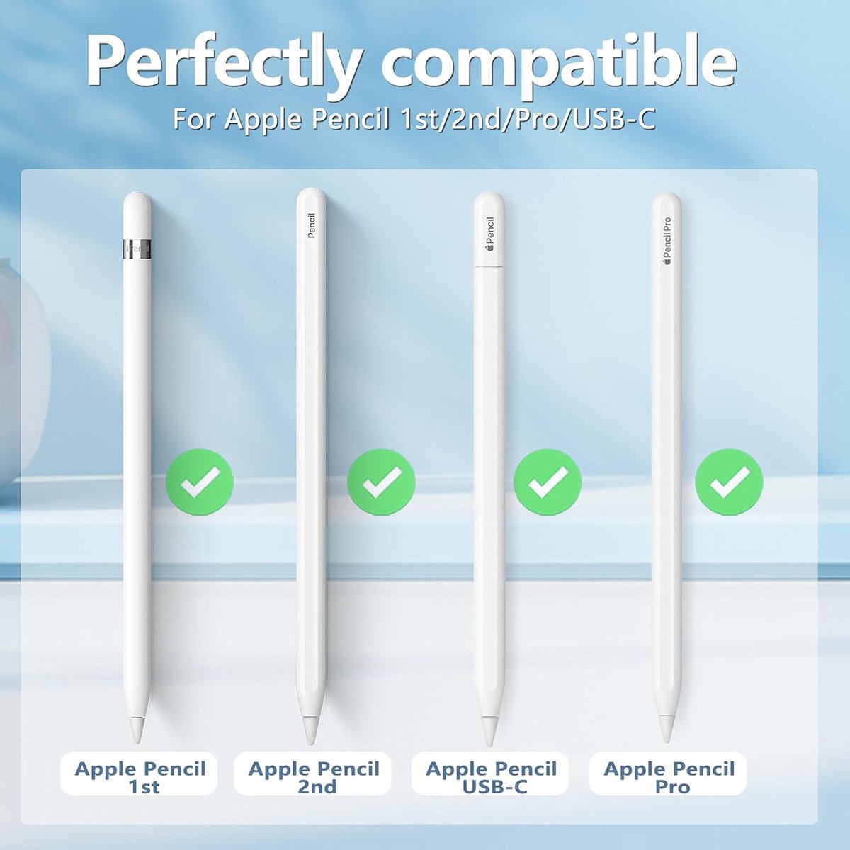 YONO Case en Tips geschikt voor Apple Pencil / 2 / Pro - Opbergbox Bescherm Hoes en 5 Punten - 7in1 - Wit
