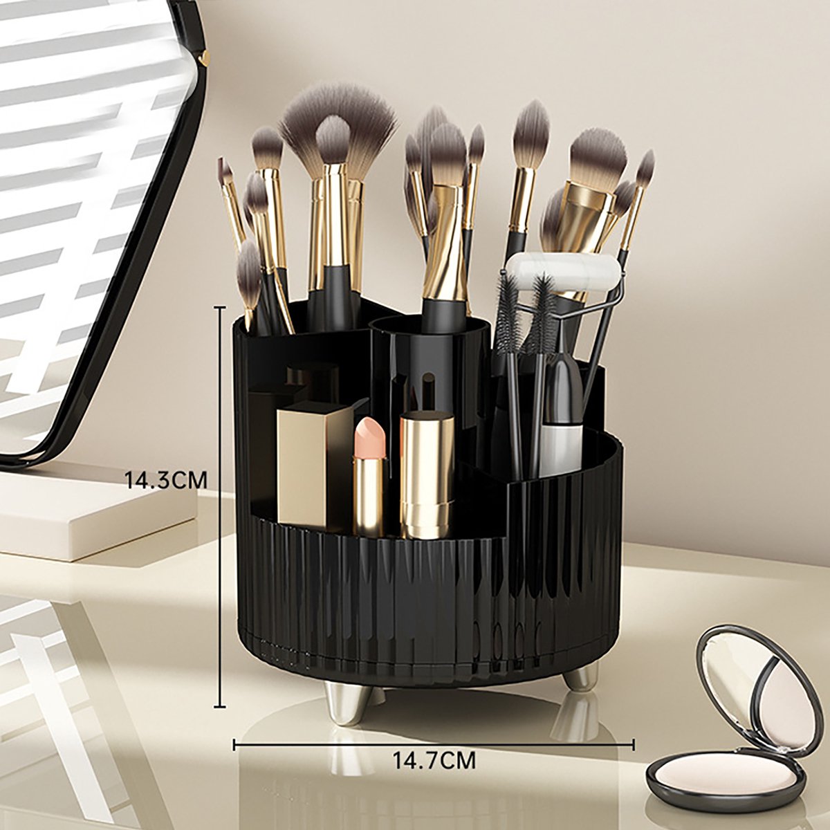 YONO Make Up Organizer - Organizer Skincare - Parfum - Houder - Draaibaar - Staand - Zwart