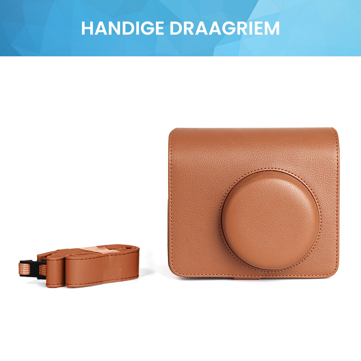 YONO Case geschikt voor Fujifilm Instax Wide 400 - Bescherm Hoes met Draagriem - Bruin