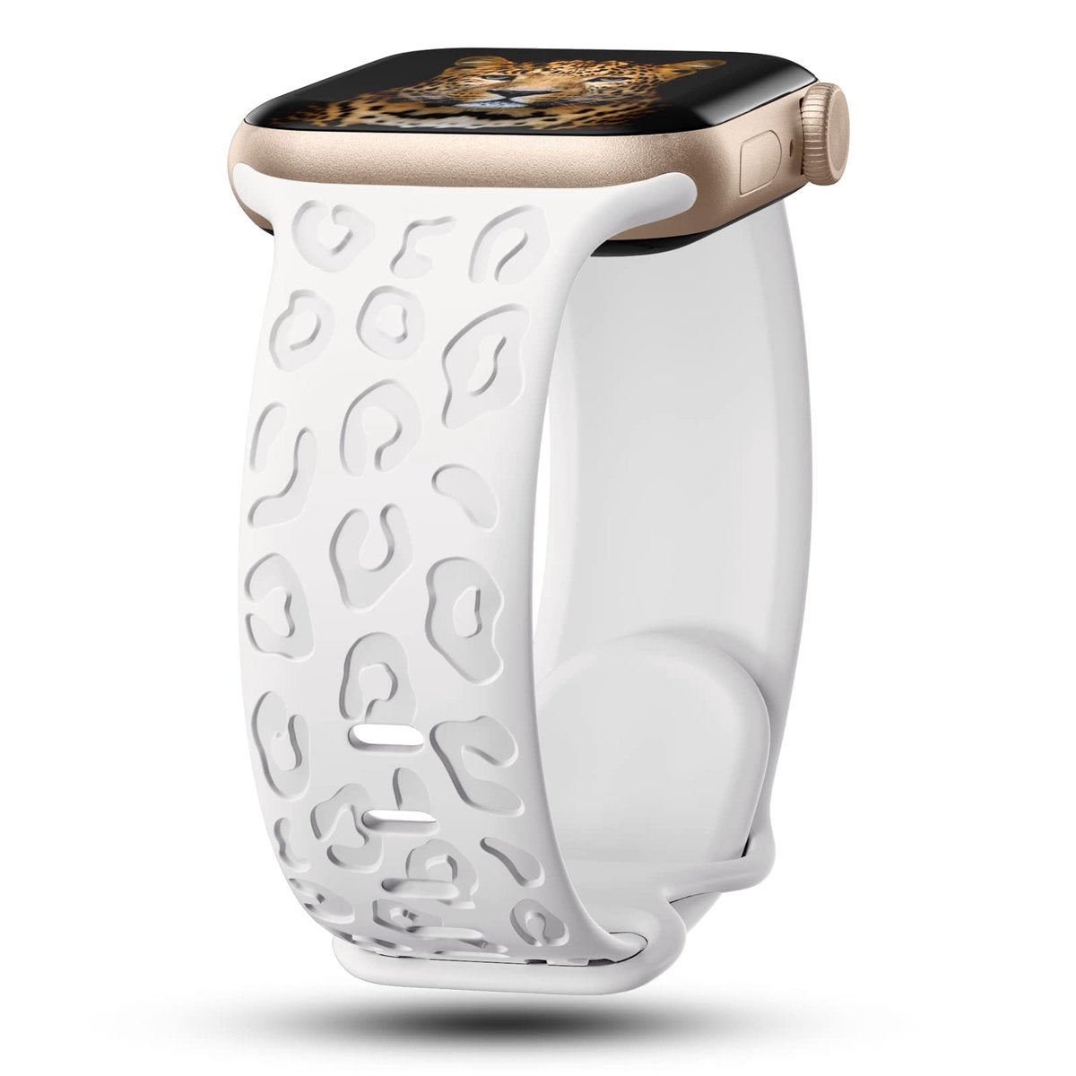 YONO Leopard Bandje geschikt voor Apple Watch - 45/44/42 mm - Siliconen Armband - Wit