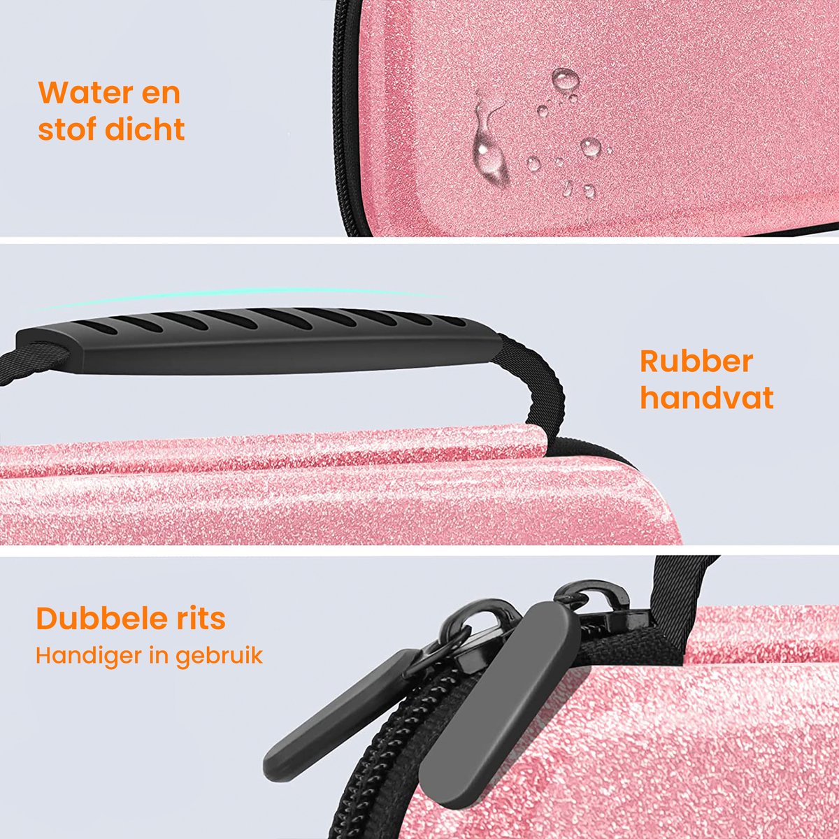 YONO Glitter Case geschikt voor Nintendo Switch / Switch OLED - Opbergtasje Hoesje - Beschermhoes - Rose