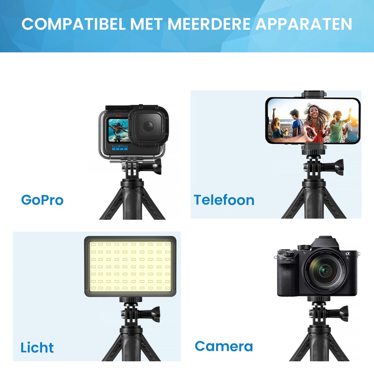 YONO Mini Tripod Stick geschikt voor GoPro / DJI Osmo / Insta360 - Action Camera Selfie Statief Grip – Zwart