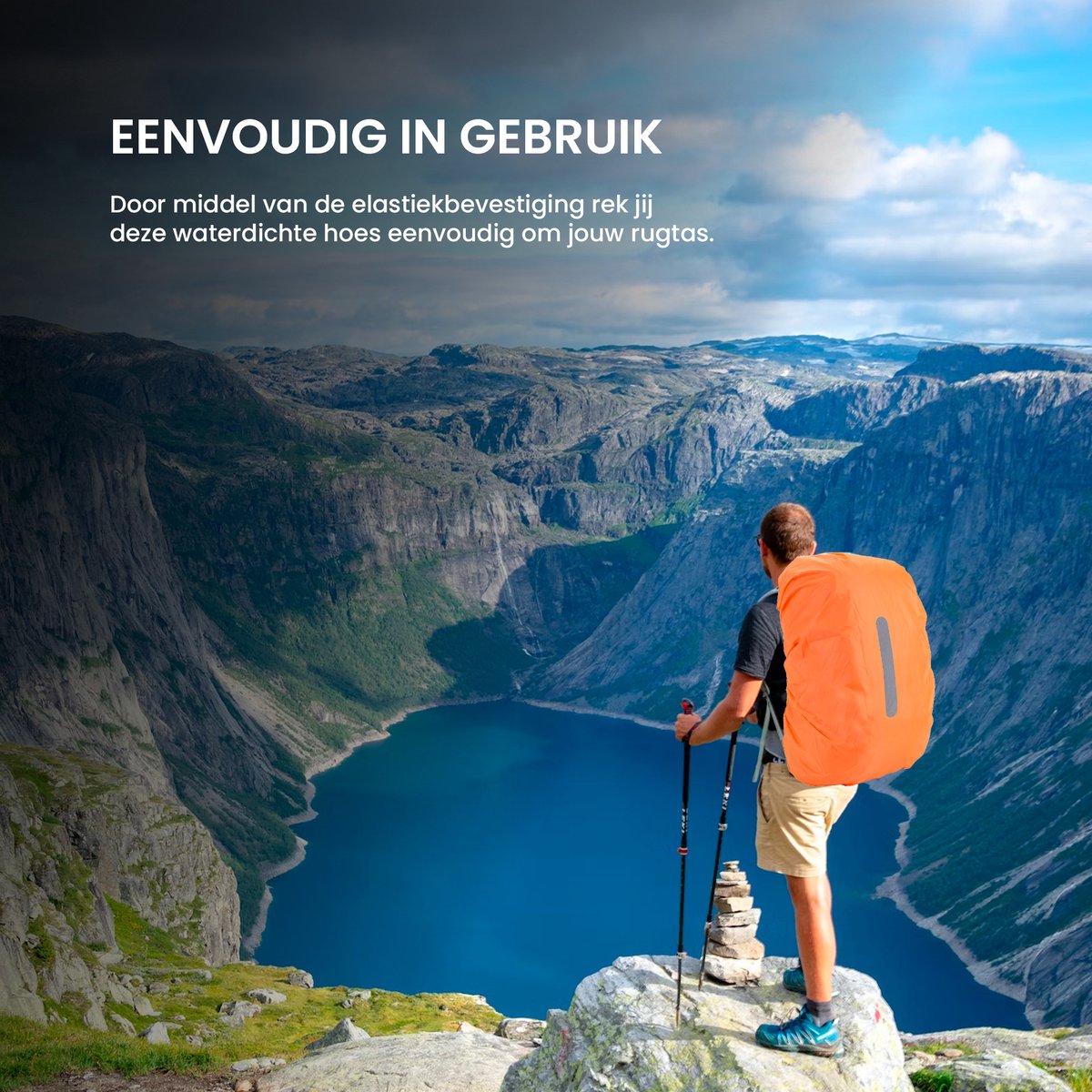 YONO Regenhoes Backpack Waterdicht - Reflecterende Rugzak Hoes Vliegtuig - 71 tot 80 Liter - Oranje - XXL