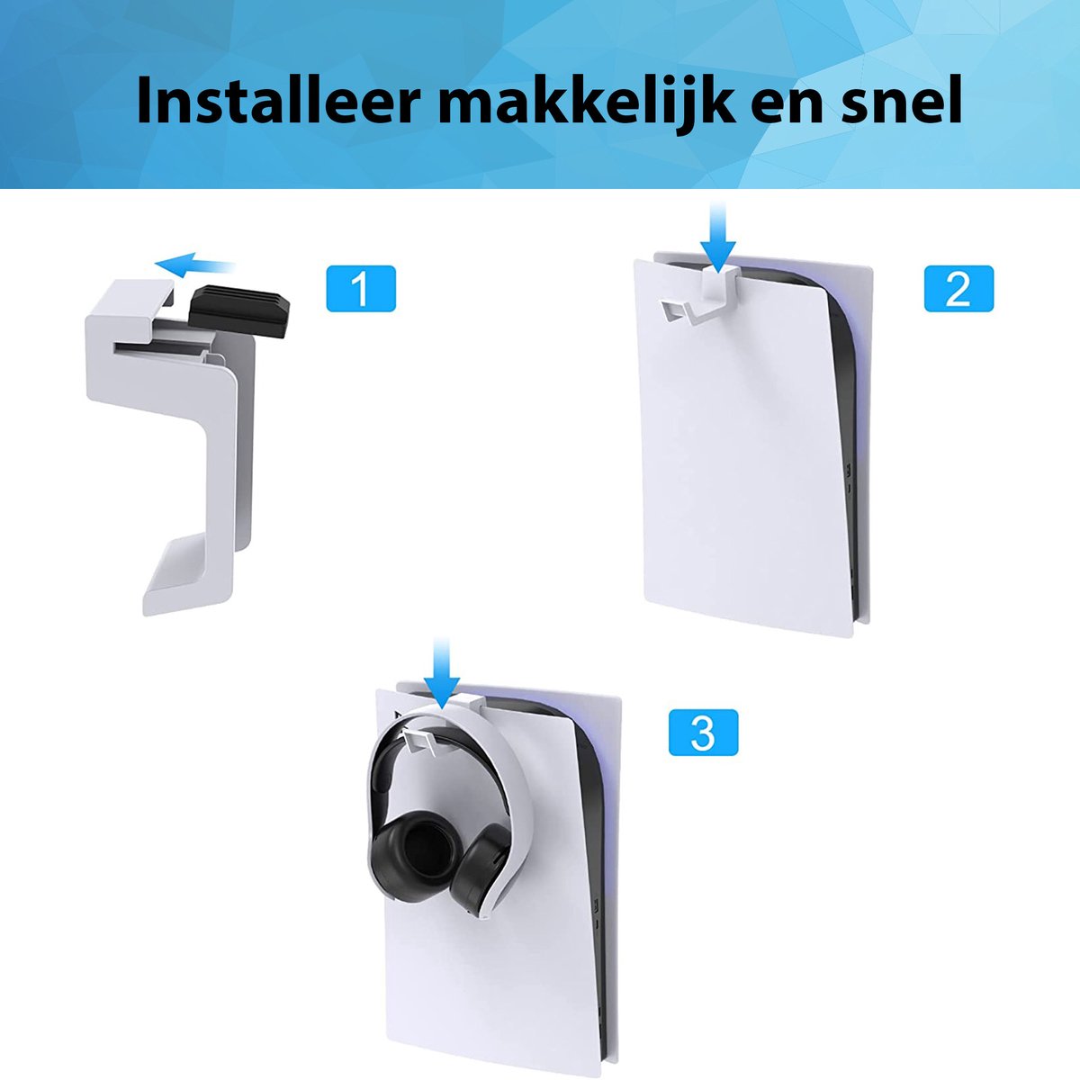 YONO Headset Houder geschikt voor Playstation 5 - Koptelefoon Haak voor PS5 - Accessoires - Wit