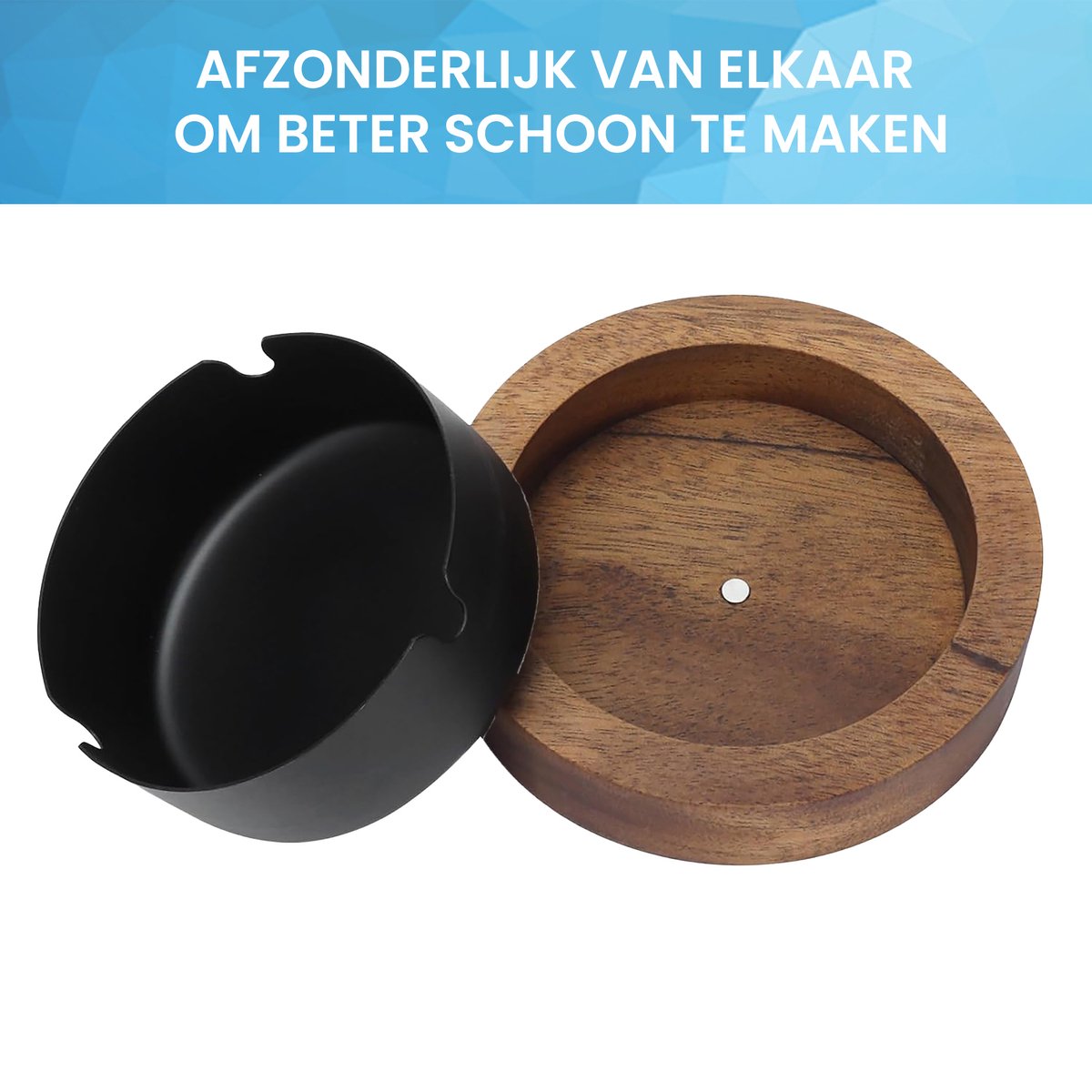 YONO Design Asbak met Deksel - Voor Binnen en Buiten - Hout en Metaal