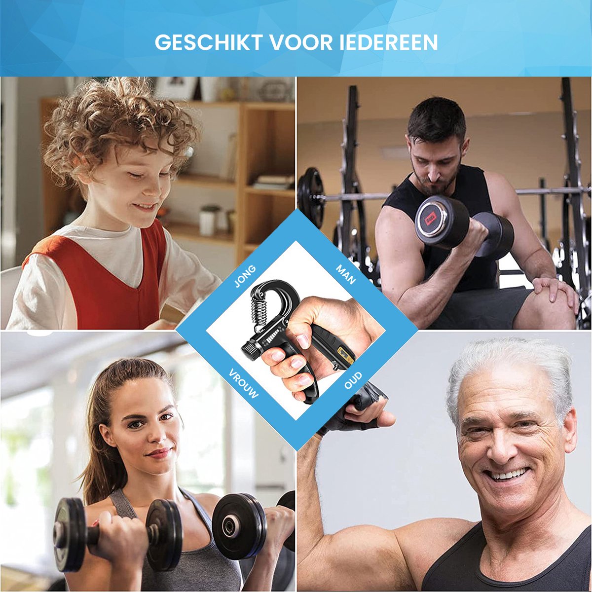 YONO Handtrainer Set - Handknijper Verstelbaar 10 tot 60 kg - Vingertrainer met Teller - Armtrainer - Knijphalter - Onderarm Grip Trainer - 2 Stuks