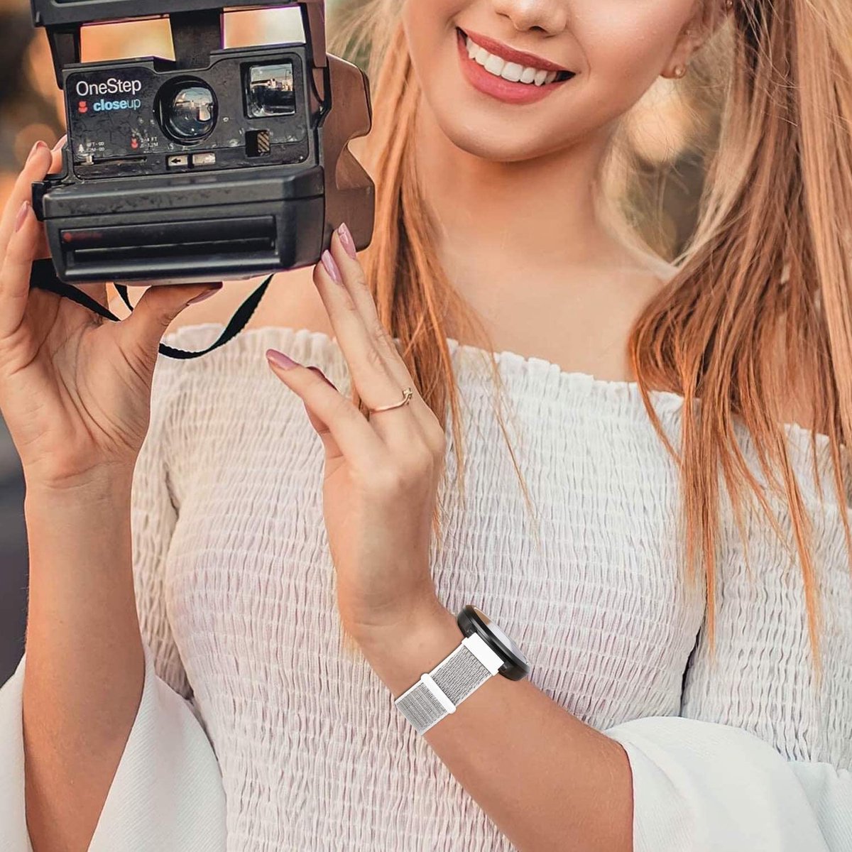 YONO Nylon Velcro Smartwatch Bandje 20mm - Horlogebandje geschikt voor Samsung Galaxy Watch 7 / 6 / 5 / Pro / 4 / 3 / Active 2 - Polar Ignite / Unite – Huawei - Grijs