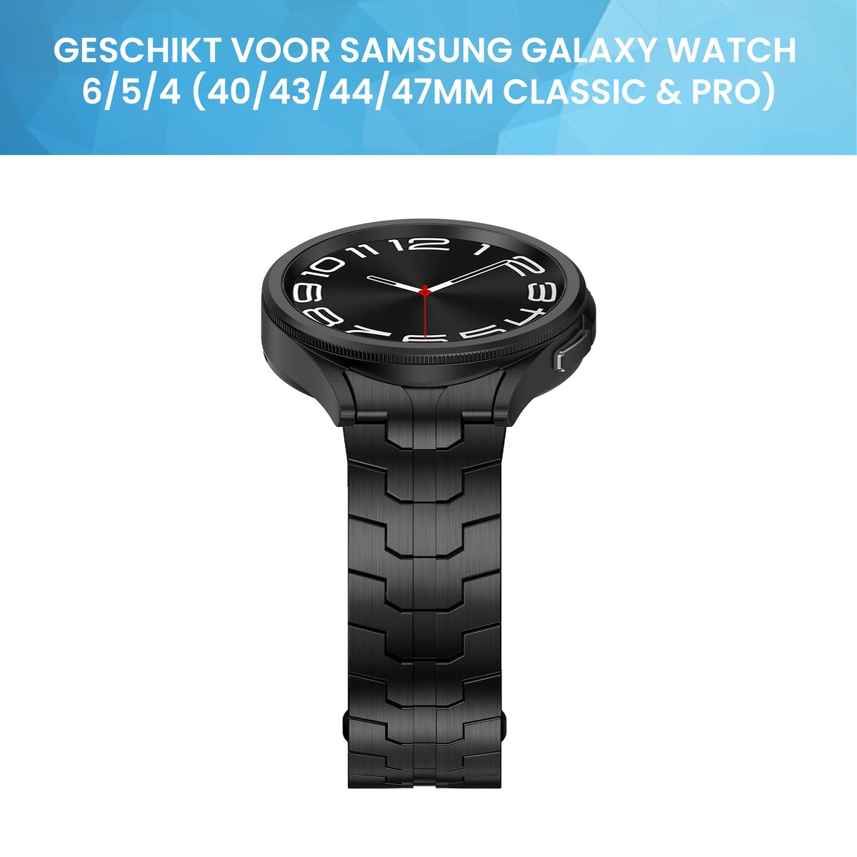 YONO Stalen Vlinder Bandje 20mm - Horlogebandje geschikt voor Samsung Galaxy Watch 7/6/5/4 (40/43/44/47mm Classic & Pro) - Zwart