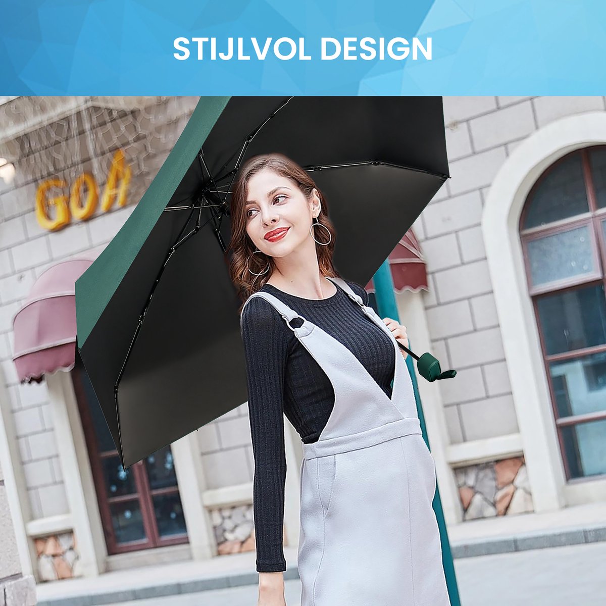 YONO Mini Paraplu Opvouwbaar - Kleine Zak Regenscherm - Zonneparaplu UV Bescherming - Donkergroen