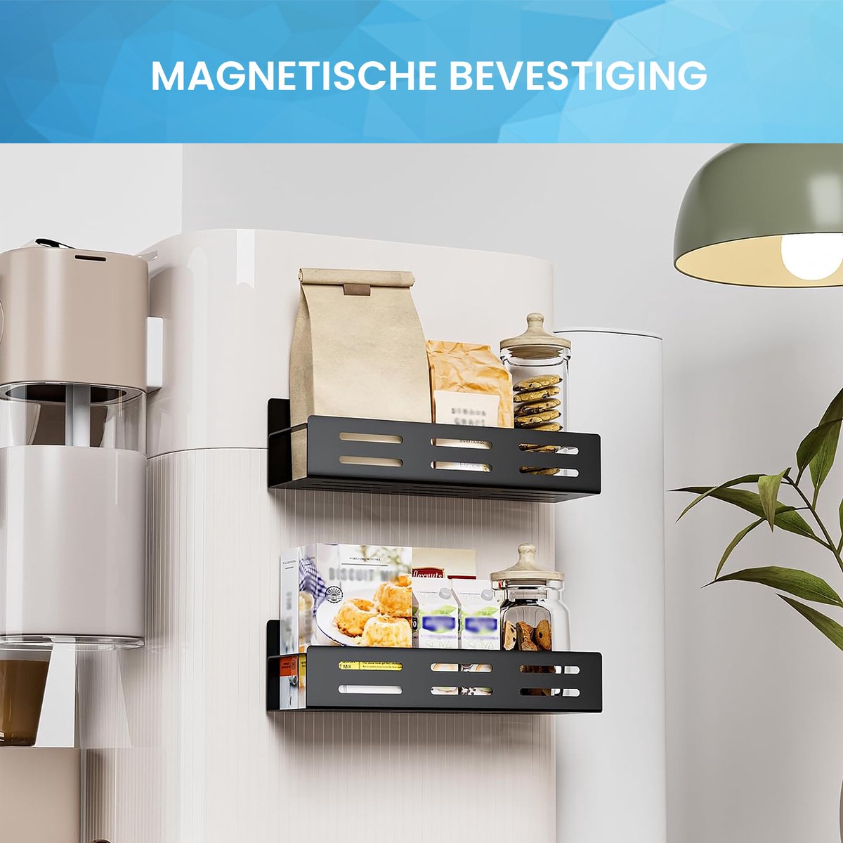 YONO Magnetisch Keukenrek Hangend - Kruidenrek Ophangbaar - Organizer Keuken Rek - 30cm - Zwart