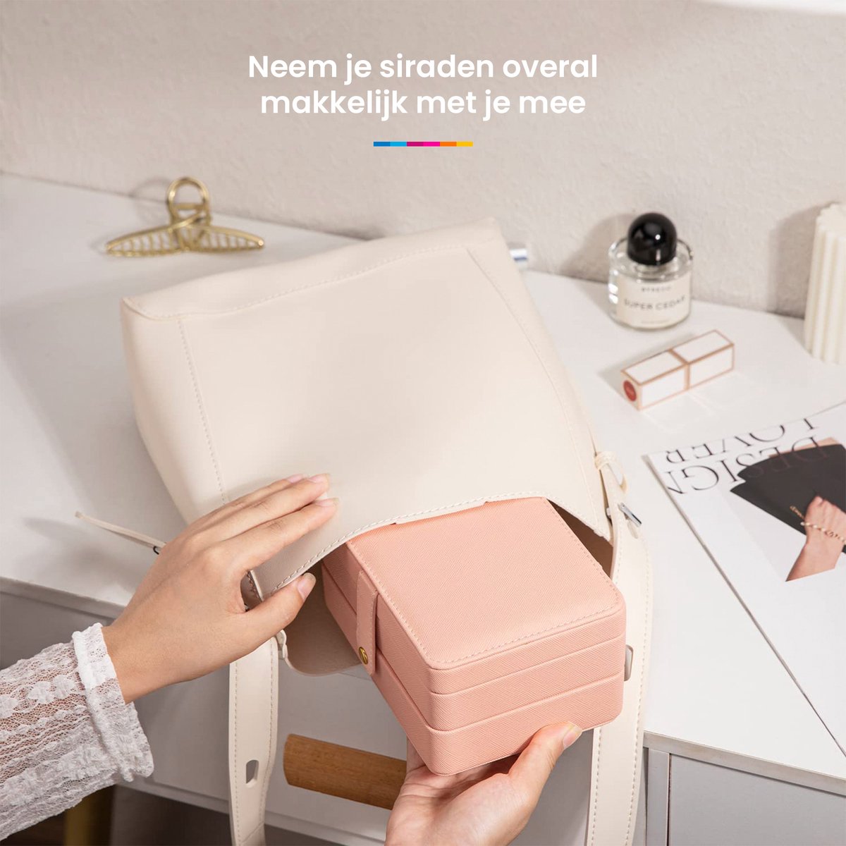 YONO Sieradendoosje - Doos voor Juwelen / Ringen / Kettingen / Oorbellen / Armbanden - Sieraden Organizer - Houder en Opberger - Opbergsysteem - Roze