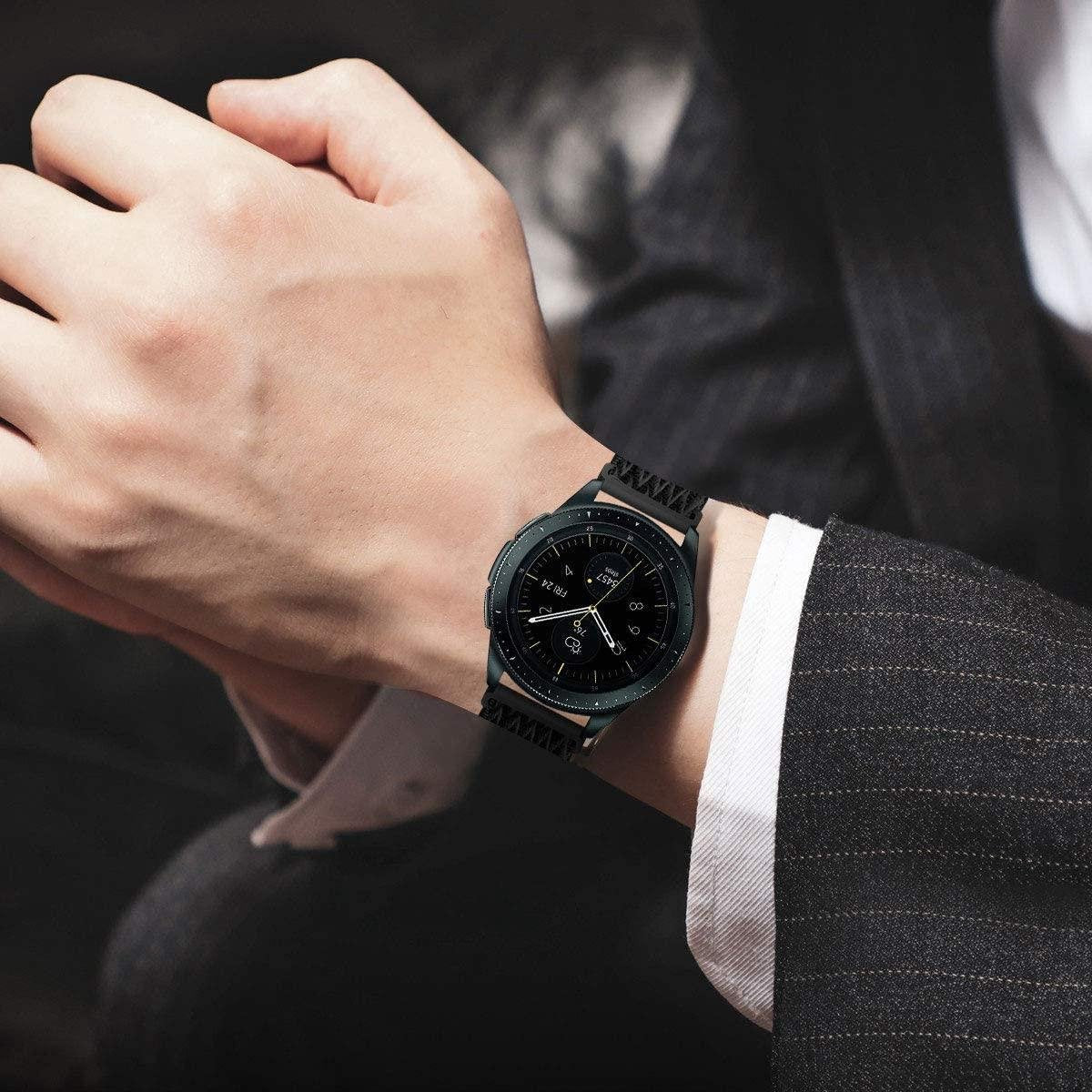 YONO Nylon Smartwatch Bandje 20mm - Horlogebandje geschikt voor Samsung Galaxy Watch 7 / 6 / 5 / Pro / 4 / 3 / Active 2 - Garmin Approach / Forerunner / Venu 2 Plus / SQ / Vivomove - Polar Ignite / Unite – Huawei - Zwart