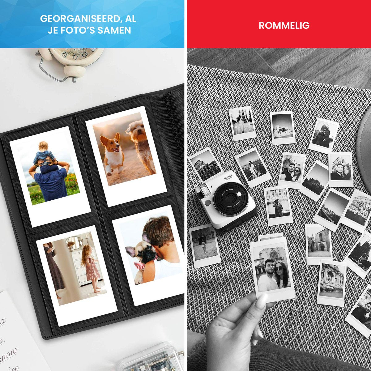 YONO Fotoalbum 160 voor Instant Camera Fotopapier - Fotoboek Geschikt voor Fujifilm Instax Mini 12 / 11 / 9 / 8 / 7s / 25 / 90 / Link / SP-2 / Liplay - Film Polaroid - Kodak - Square en Meer - Zwart