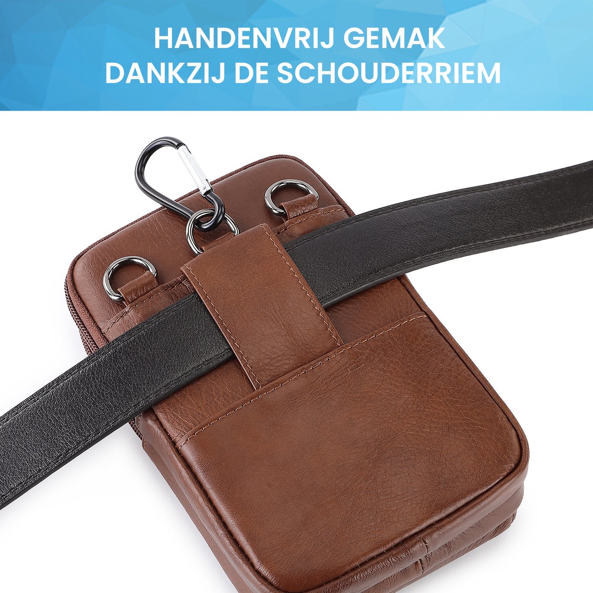 YONO Telefoontasje Leer - Crossbody Schouder Tas - Bruin