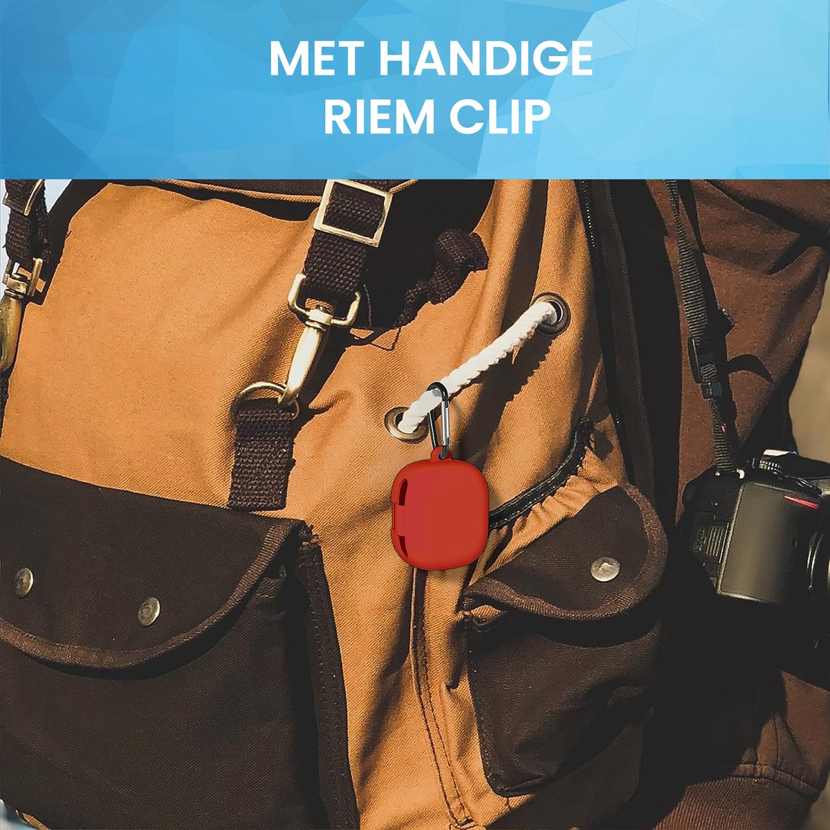 YONO Soft Case geschikt voor JBL Wave 300TWS - Hoesje met Clip - Rood