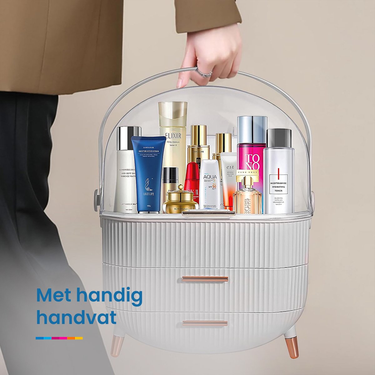 YONO Make Up Organizer Ladekast - Opbergdoos voor Skincare en Sieraden - XL - Wit