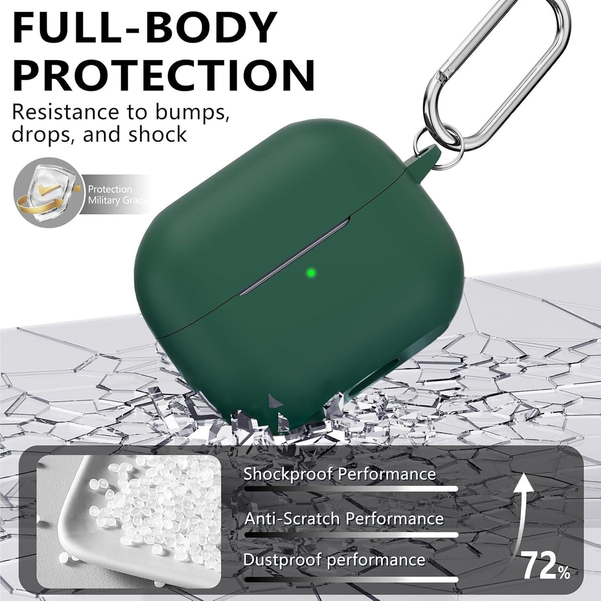 YONO Soft Case geschikt voor Samsung Galaxy Buds 3 / 3 Pro - Siliconen Hoesje - Donkergroen