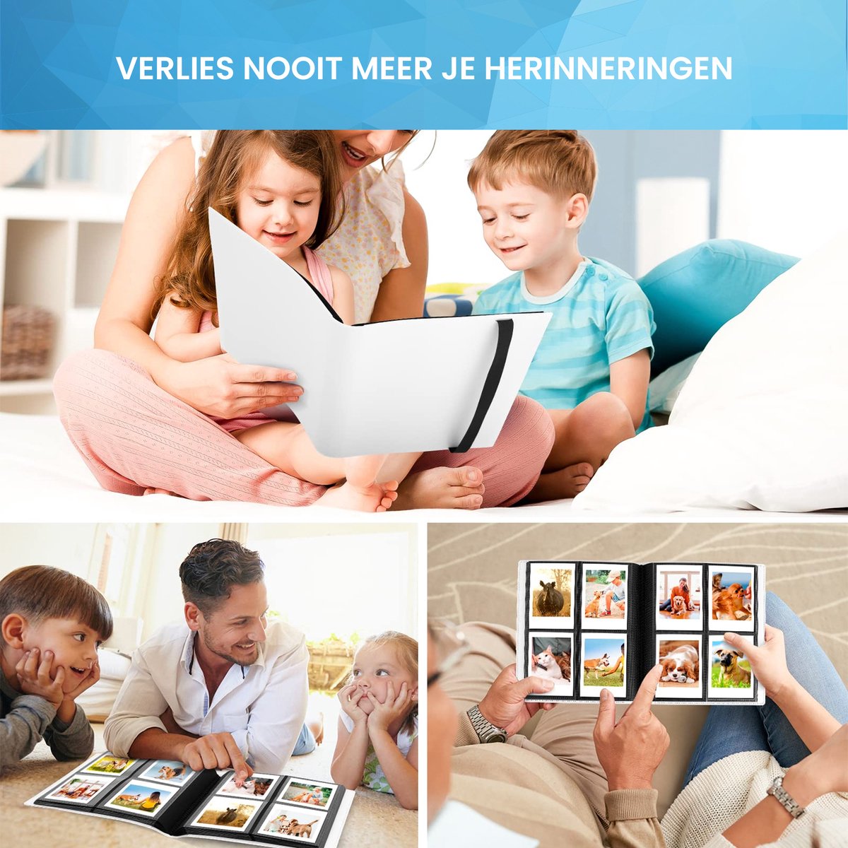 YONO Fotoalbum 160 voor Instant Camera Fotopapier - Fotoboek Geschikt voor Fujifilm Instax Mini 12 / 11 / 9 / 8 / 7s / 25 / 90 / Link / SP-2 / Liplay - Film Polaroid - Kodak - Square en Meer - Wit