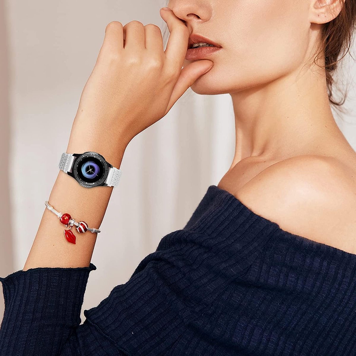 YONO Nylon Smartwatch Bandje 20mm - Horlogebandje geschikt voor Samsung Galaxy Watch 7 / 6 / 5 / Pro / 4 / 3 / Active 2 - Polar Ignite / Unite – Huawei - Wit