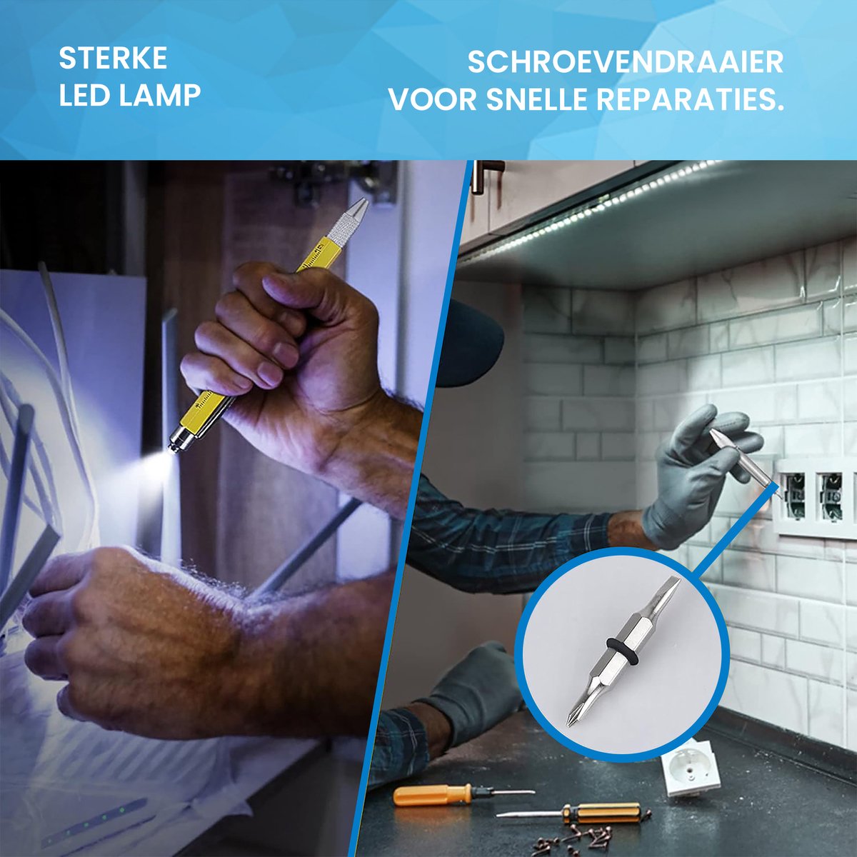 YONO Multitool Pen - Liniaal - Waterpas - Schroevendraaier - Zaklamp - Opener - Stylus - 9in1