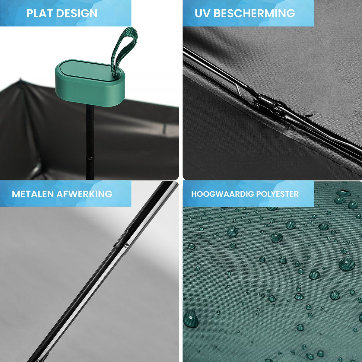 YONO Mini Paraplu Opvouwbaar - Kleine Zak Regenscherm - Zonneparaplu UV Bescherming - Donkergroen