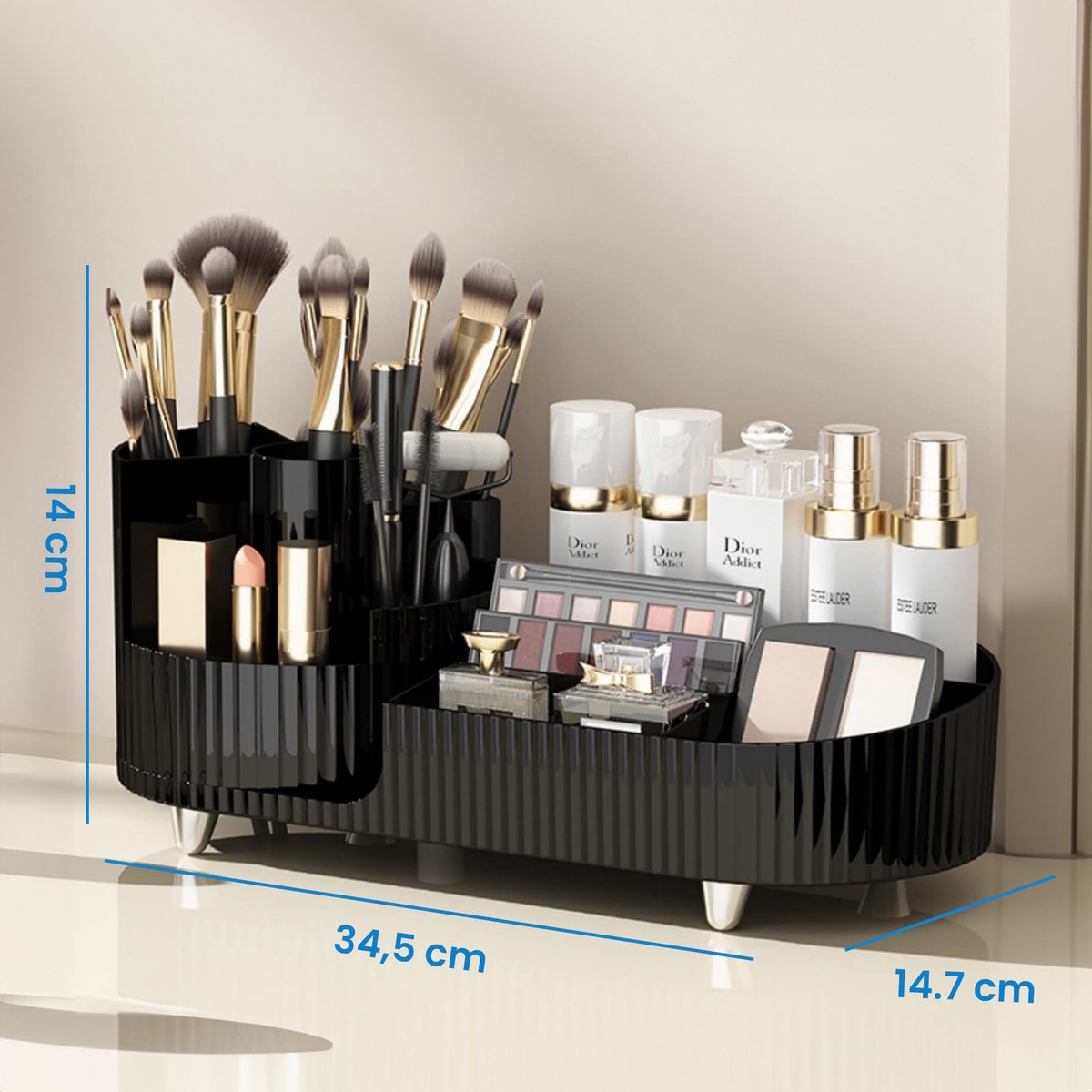 YONO Make Up Organizer Staand - Opbergsysteem voor Skincare / Parfum / Cosmetica / Lippenstift / Nagellak / Beauty Houder - Zwart