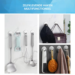 YONO Zelfklevende Haakjes met Scheermeshouder - Wandhaak Badkamer en Douche Ophanghaakjes Zelfklevend - Zilver