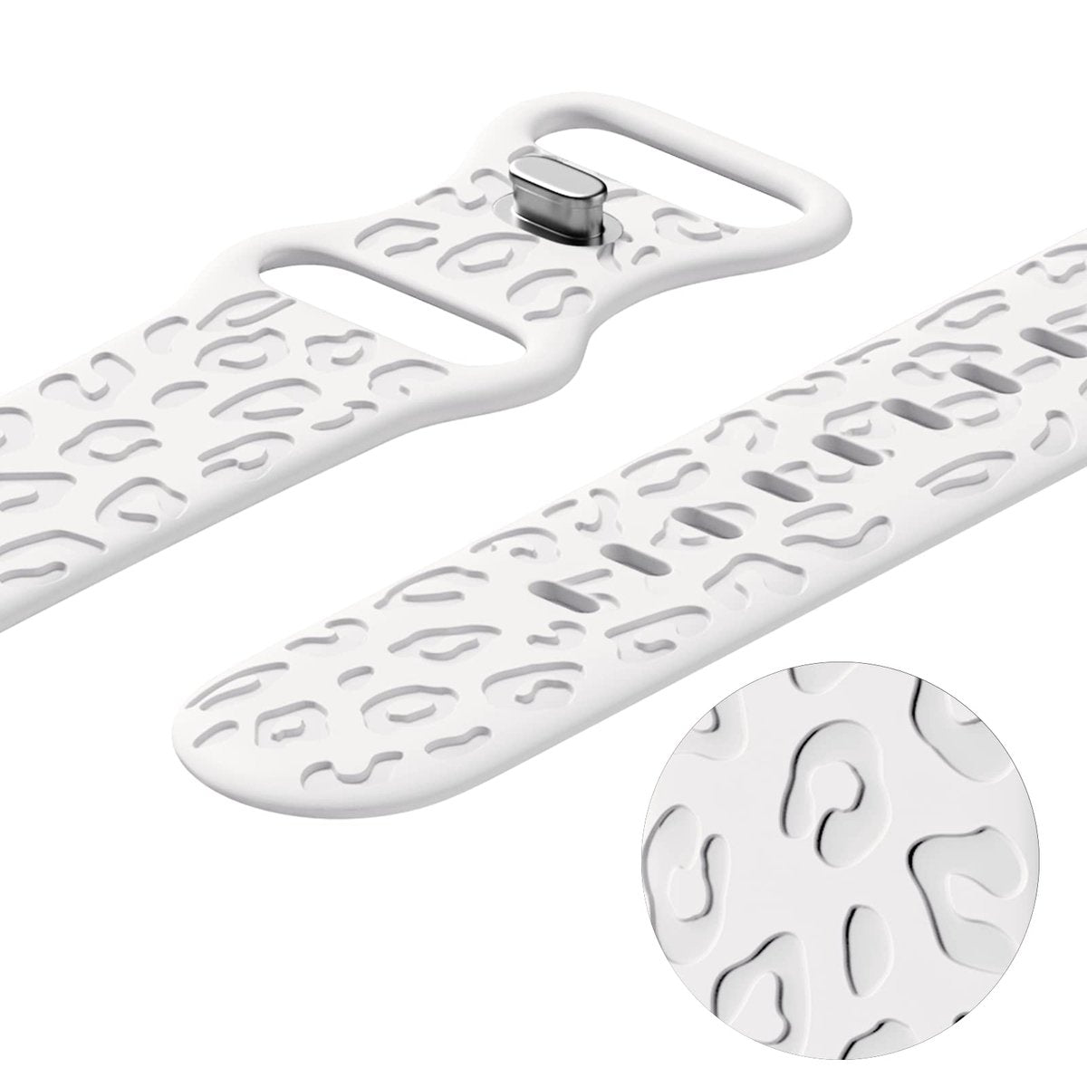 YONO Leopard Bandje geschikt voor Apple Watch - 45/44/42 mm - Siliconen Armband - Wit