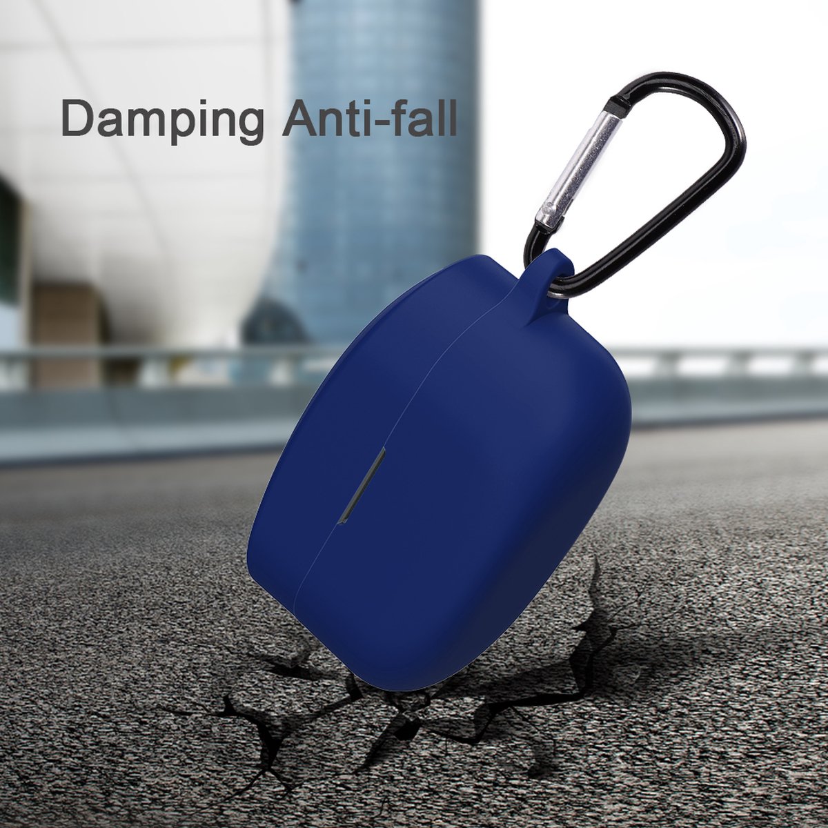 YONO Hoesje geschikt voor Sony WF-1000XM4 - Siliconen Case met Clip - Donkerblauw