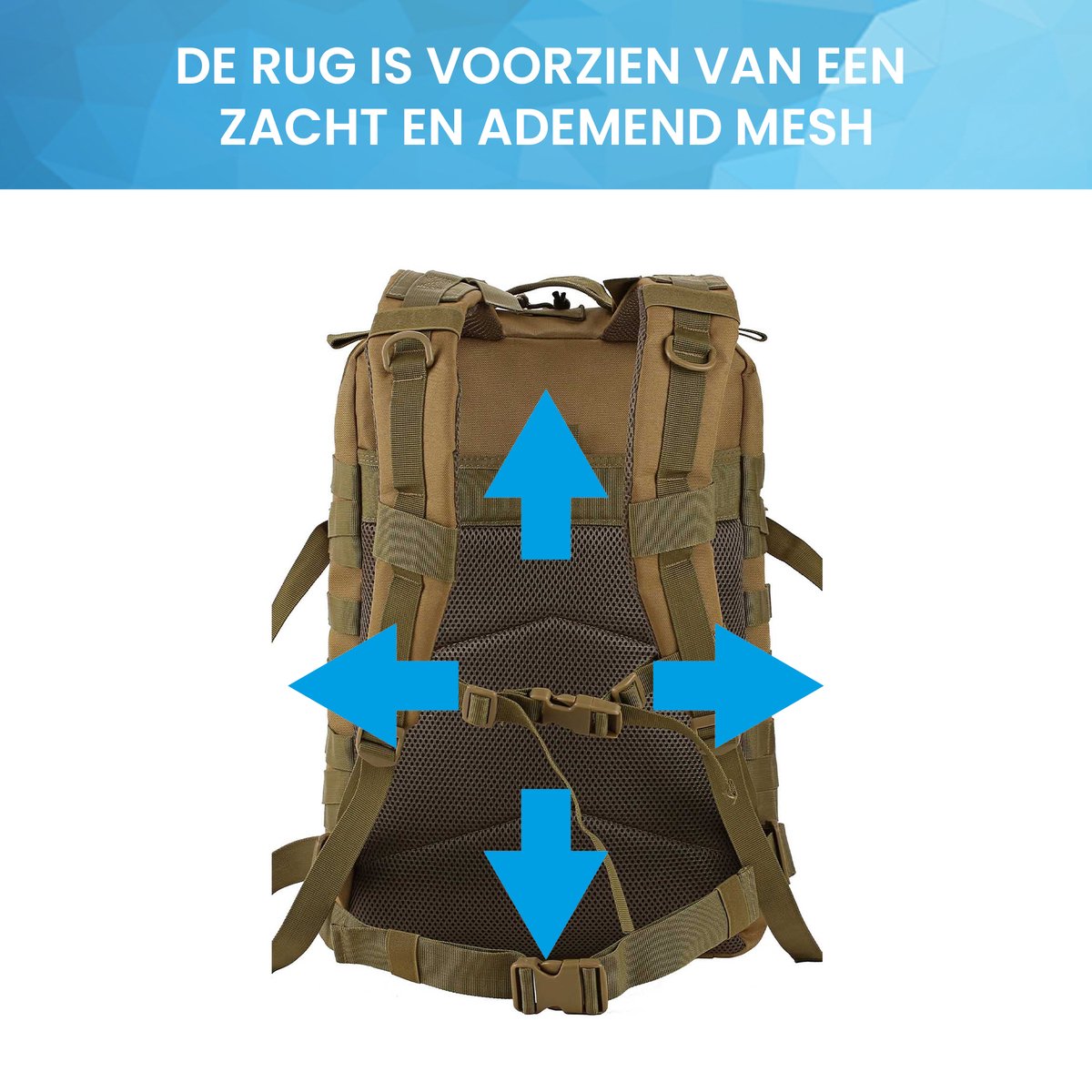 YONO Tactical Backpack Militaire Rugzak - Tactische Wandelrugzak Leger - 45L - Lichtbruin