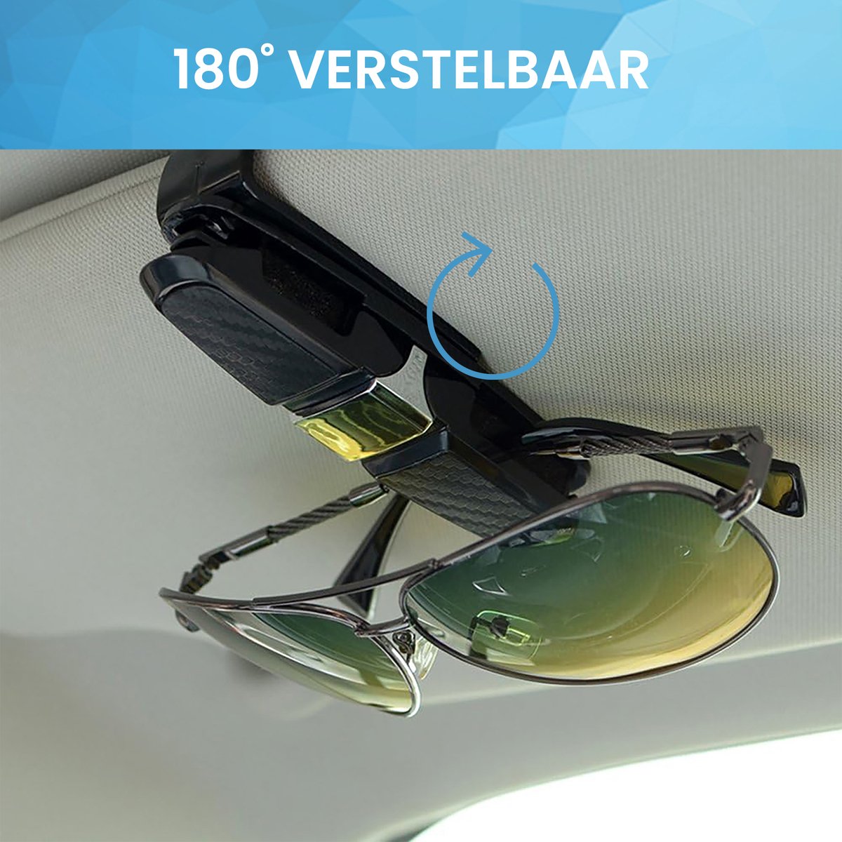 YONO Zonnebrilhouder Auto - Brilhouder Organizer - Clip voor Zonneklep - Zwart
