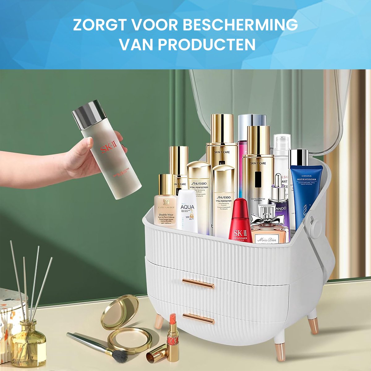 YONO Make Up Organizer Ladekast - Opbergdoos voor Skincare en Sieraden - XL - Wit