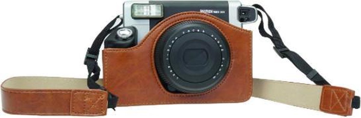 YONO Vintage Hoesje geschikt voor Fujifilm Instax Wide 300 - Case met Draagriem – Bruin