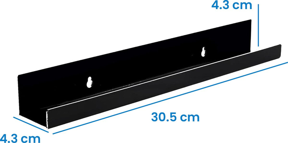 YONO LP Houder aan de Muur XL - Premium Display en Opbergsysteem - Platenhouder - Platenrek - Vinyl Houder - 6 Stuks - Zwart