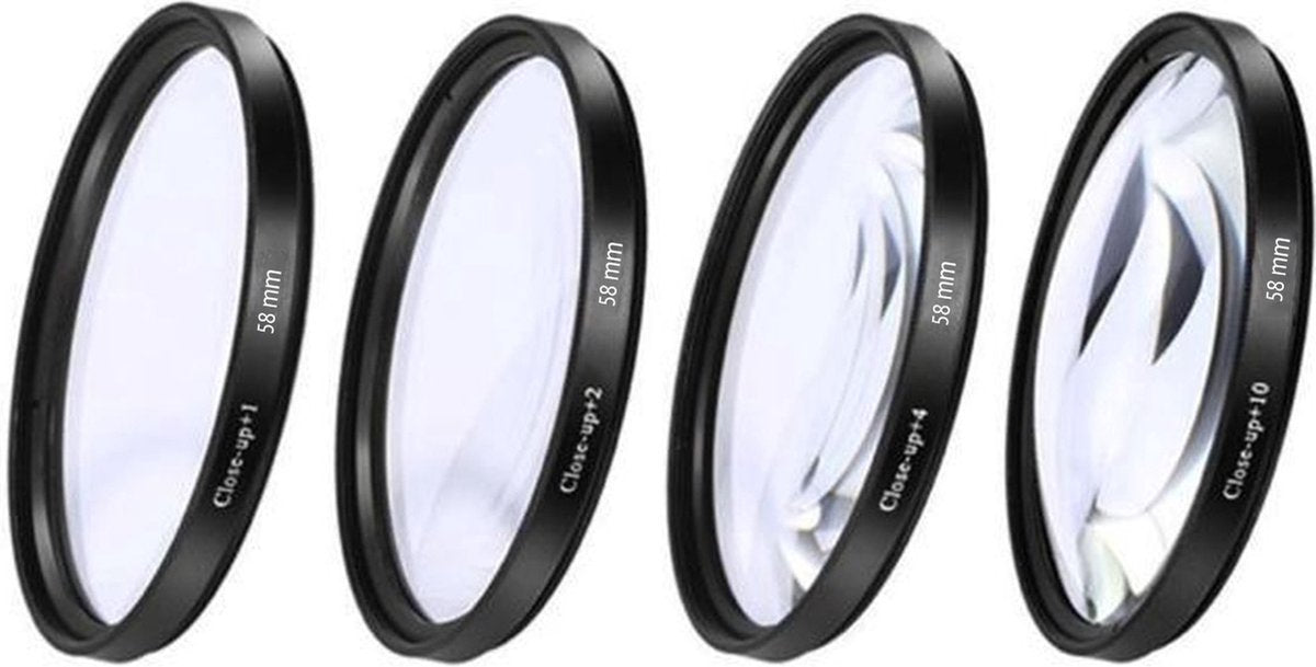 YONO Macro Lens Filter 58mm – Close Up Set geschikt voor Canon / Nikon / Sony – 4-Pack – 58CUP