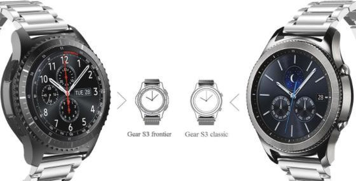 YONO Metalen Band Zilver geschikt voor Samsung Gear S3 en Galaxy Watch 46mm – Vervangende Schakel Armband