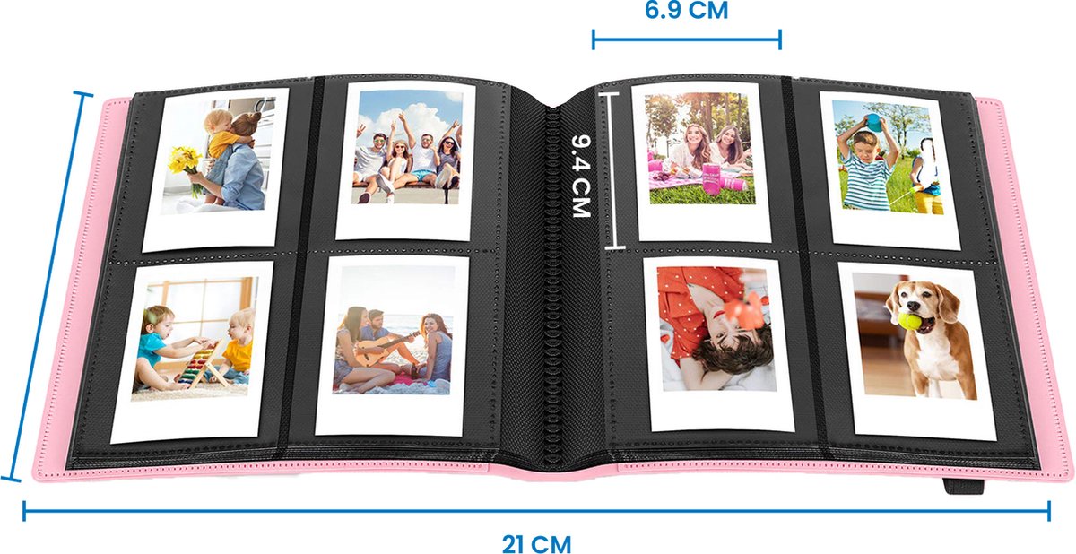 YONO Fotoalbum 160 voor Instant Camera Fotopapier - Fotoboek Geschikt voor Fujifilm Instax Mini 12 / 11 / 9 / 8 / 7s / 25 / 90 / Link / SP-2 / Liplay - Film Polaroid - Kodak - Square en Meer - Roze