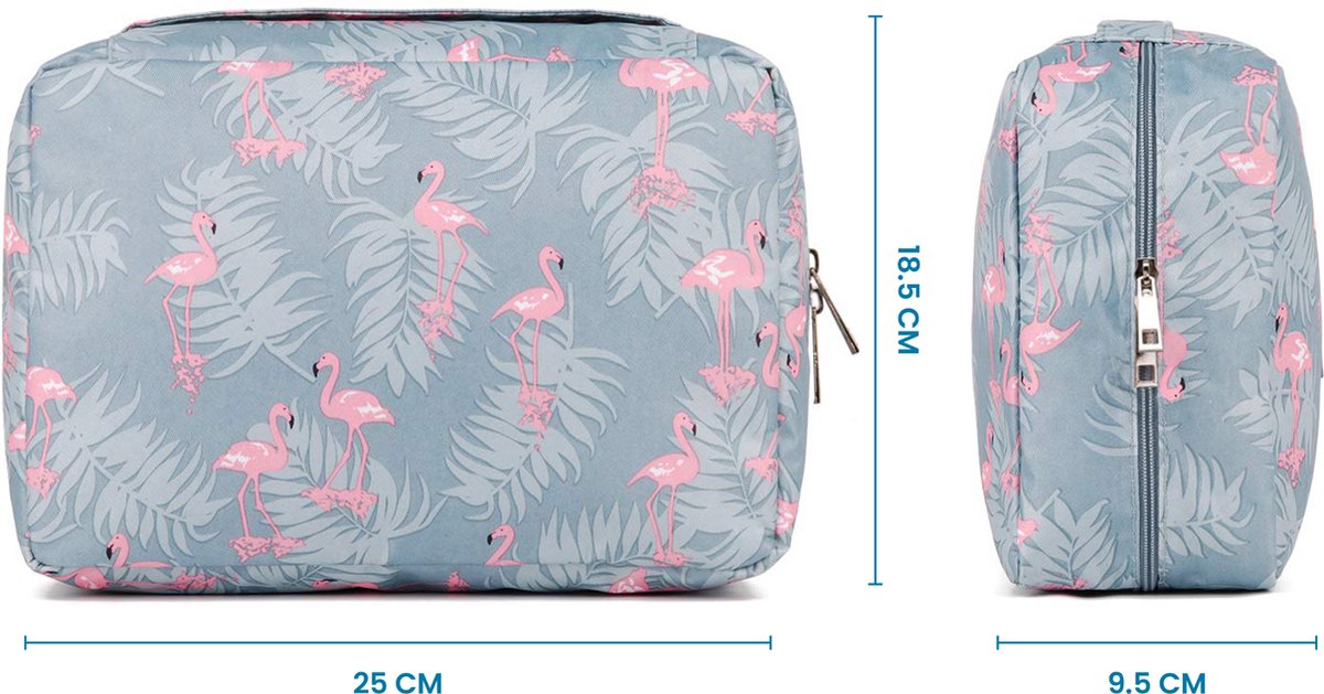 YONO Reis Toilettas Hangend met Haak - Geschikt voor Beauty, Make Up en Toiletartikelen – Travel Organizer – Cosmetica Tas voor Dames en Heren - Flamingo Blauw